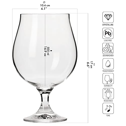 Krosno Dark Ale Stout Beer Glasses | Set Of 6 | 16.9 Oz | Elite Collection | Perfect For Home, Restaurants And Parties | Dishwasher Safe #TOP1