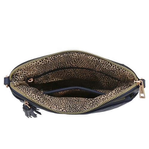 Image of FashionPuzzle Chevron Quilted Medium Crossbody Bag with Tassel Accent