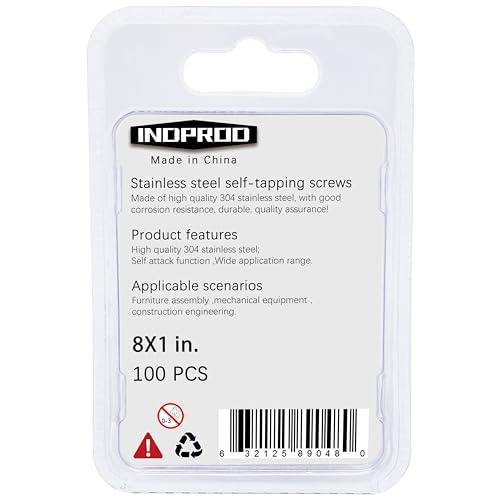 Indprod 2023103100000008 #8 × 1 Inch Flat Head Phillips Wood Screw,Flat Head Self Tapping Screw, Flat Head Sheet Metal Screws Wood Screws, Stainless Steel 304 thumb #1