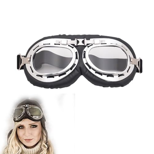 GETJOY Steampunk Aviator Pilot Goggles - Windproof Motorcycle Helmet...