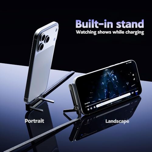 Image of mPix 240W USB C to USB C Cable 5FT with Desktop Stand, 90 Degree Right Angle Braided Fast Charging Type C Cord for iPhone 17 /16 /15, MacBook Pro /Air M4, Galaxy S25 /S24, iPad Pro, Switch