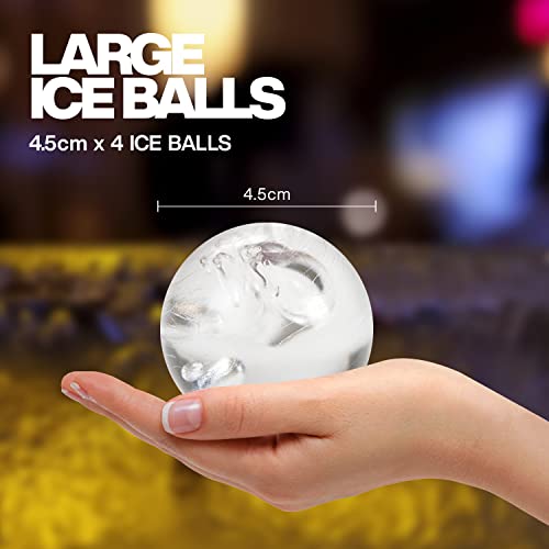 Housewares Solutions Froz Ice Ball Maker – Novelty Food-Grade Silicone Ice Mold Tray With 4 X 4.5Cm Ball Capacity #TOP4