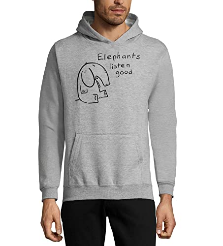 Sweat à capuche Éléphant original cadeau idéal coton gris