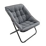 GREENSAPPIRE Saucer Chair Moon Chair, Oversized Comfy Foldable Faux Fur Lounge Reading Chair with Metal Frame, Cozy Accent Chair for Bedroom Dorm Living Room