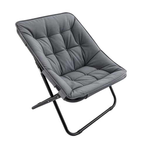 Image of GREENSAPPIRE Saucer Chair Moon Chair, Oversized Comfy Foldable Faux Fur Lounge Reading Chair with Metal Frame, Cozy Accent Chair for Bedroom Dorm Living Room