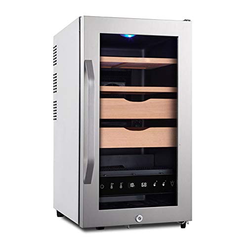 Cigar Cave Bei 48 L Leistung: 80 W, 16-22 ° C, 2 Holzregale, Glastür, LED-Bildschirm, Touch-Panel-Steuerung Von 2 Schublade Holz Aus Zeder, Silber