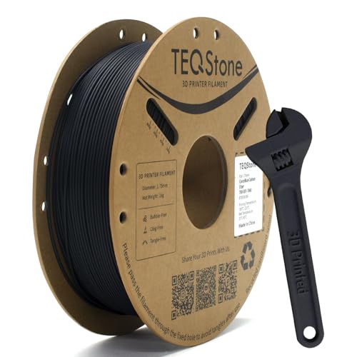 TEQStone PLA-CF Filament 1,75mm Blau (Dunkel) 1KG, Kohlefaser Verstärkt, Verbesserte Zähigkeit, Sauber Gewickelt, Maßhaltigkeit +/-0,02mm 3D Drucker Filament