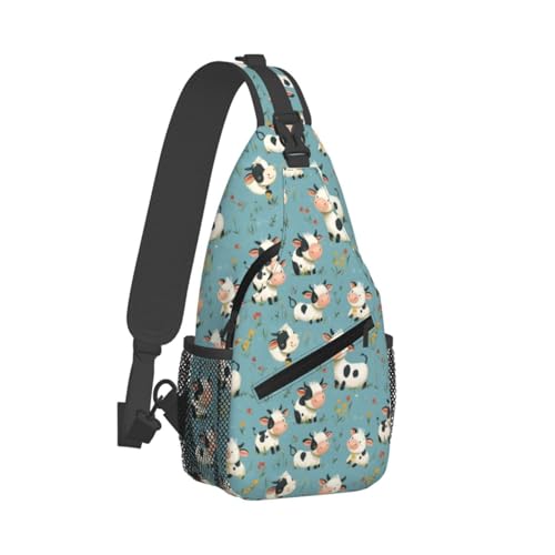 Sac à bandoulière imprimé vache et fleur mignon pour adulte actif