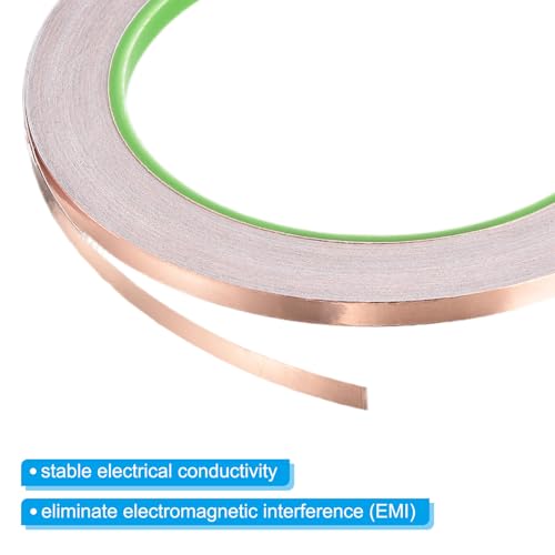 Image of PATIKIL Copper Foil Tape 0.39 Inch x 33 Feet 0.05mm Thick Double Sided Conductive Adhesive EMI Shielding for Electronics, Circuits, Grounding