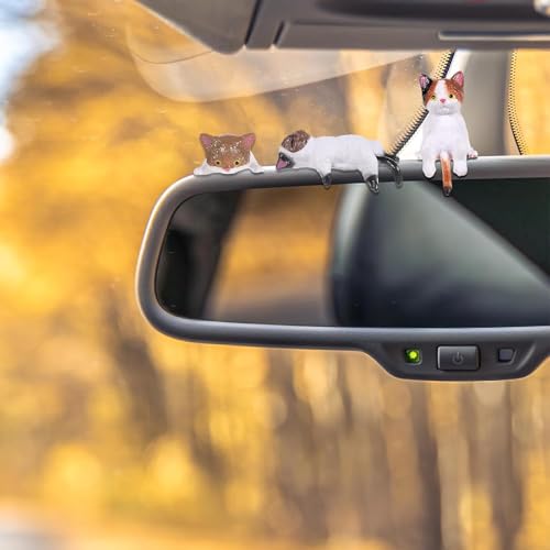 Image of 5pcs Cat Car Accessories,PVC Cat Figurine for Cars Home Garden Decor,Car Decorations Interior Dashboard Accessories (Style 2)