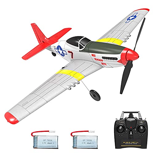 VOLANTEXRC RC Flugzeug Spielzeug mit Fernbedienung 4 Kanal RTF P51 Mustang Funkgesteuertes Flugzeug für Anfänger RC Flugzeuge für Erwachsene und Kinder, einfach und bereit zum Fliegen (761-5 RTF)