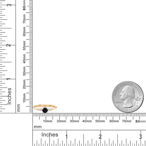 Gem Stone King 10K Yellow Gold Gemstone Birthstone and White Lab Grown Diamond Engagement Ring For Women | Round 4MM | Wedding Anniversary Promise Ring | Sizes 5, 6, 7, 8, 93