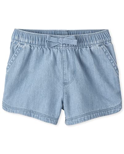 The Children's Place Baby Girls' and Toddler Tie Front Denim Pull On Shorts3