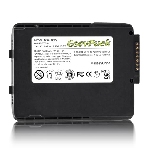 4620mAh TC77 battery,Replacement battery for zebra Scanner TC77 TC70 TC72 TC75 TC70x TC77HL TC720L TC700H TC75X Part No BT-000318 82-171249-01 BTRY-TC70X-46MA1-01.lithium ion-Reliable and durable.