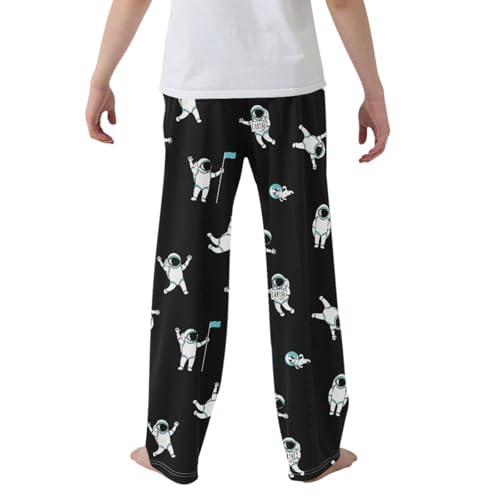 CaTaKu Boys Astronaut Spaceman Dog Pants for Boys Girls Wide Leg Sweatpants Kids Long Bottoms with Pockets Size 6-14Y2