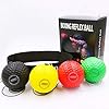 Wenosda Boxing Reflex Ball Set Training Speedball Punching Fight Balls Speed Bag Kickboxing Exercise Equipment 2 Difficulty Level Speedballs with Nylon Headband for Adult Kids