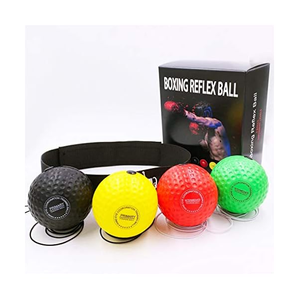 Wenosda Boxing Reflex Ball Set Training Speedball Punching Fight Balls Speed Bag Kickboxing Exercise Equipment 2 Difficulty Level Speedballs with Nylon Headband for Adult Kids