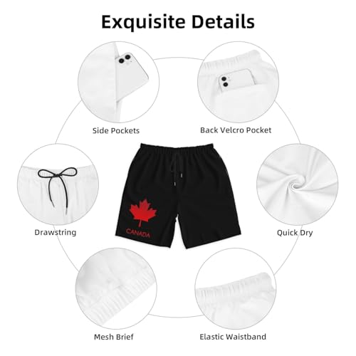 Canadian Maple Leaf Men's Quick-Dry Board Shorts 7" - Swim Trunks Summer Hawaii Beach4