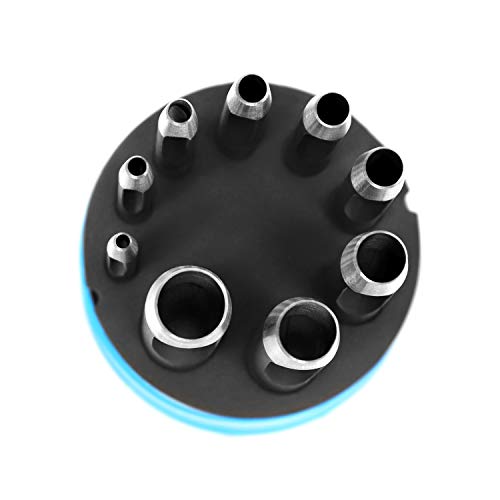 S&R Locheisen-Satz (HRC 47-52), Ø 3-14 mm - Rund-Locheisen zum präzisen Ausstanzen von Pappe, Gummi, Leder und weichen Werkstoffen, ideal für Gürtel, Uhrenarmbänder - 9-teilig