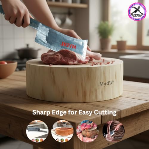 Image of Brand - Heavy Duty Meat Cleaver and Butcher Knife, Truck Spring Premium High-Carbon Stainless Steel Iron Sharp Blade, for Cutting Meat, Bones, Hand-Made Iron Steel Knife