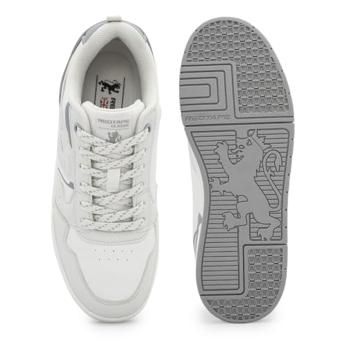 Image of Red Tape Women's Sneakers White Blue Pu Round Toe Lace-Up