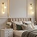 NDDSWM Golden Wall lamp Double Ball, mid-Century Modern Glass Wall sconces,with G9 Tricolor Bulb for Living Room Bedroom Bedside Stairs Restaurant Bathroom Corridor Aisle Lighting