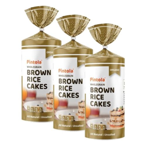 Image of Pintola Organic Brown Rice Cake All Natural Unsalted (130g x 2) | Gluten-Free Snack | 9 Wholegrains | Low Fat | 30 Calories per Cake | Soy & Yeast Free | Healthy Snack for Weight Loss (Pack of 3)
