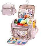 MYBAGZING Organizador De Bolsa De Crochê, Bolsa De Armazenamento De Crochê Acolchoada Com Gancho Para Pendurar, Bolsas De Fios Para Crochê, Suporte De Fios, Bolsa De Tricô, Bolsa De Fios Para Acessór