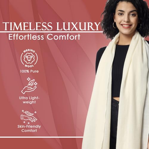 PASHWRAP Ultra-Thin Merino Wool Scarf Soft & Warm, Featherlight Cozy Luxurious Shawl For Women, Perfect For Travel2