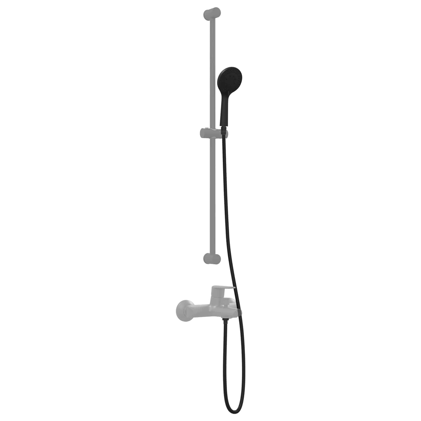 Juego de cabezal de ducha de acero inoxidable negro con manguera de 150 cm, alcachofa de mano con cinco tipos de chorro, sistema de ducha de alta presión, cabezal de ducha con función antical