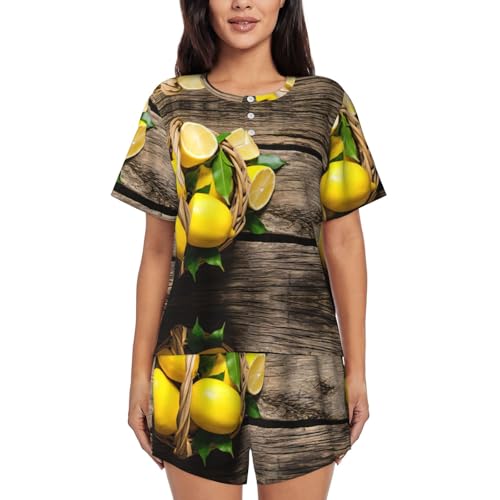 Ensemble de pyjama 2 pièces col rond pour femme avec poches latérales pratiques