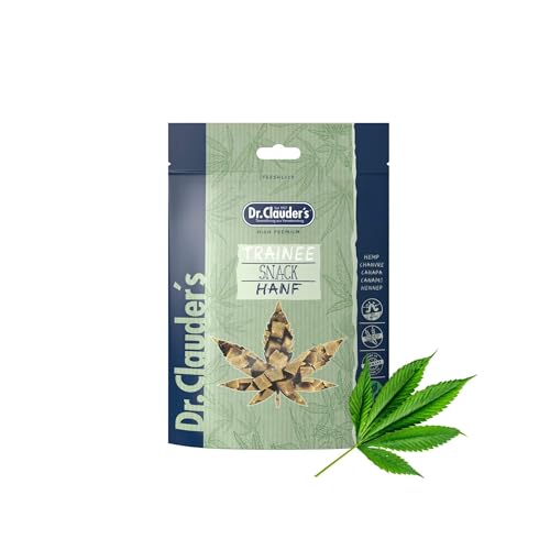 DR.CLAUDER'S - Trainee Snack Hanf | Ballastoffreiche Hanf Snacks mit Omega-3- und Omega-6, Vitaminen und Spurenelementen für Hunde und Katzen. Getreidefreie Leckerlis im Frischebeutel | 80g