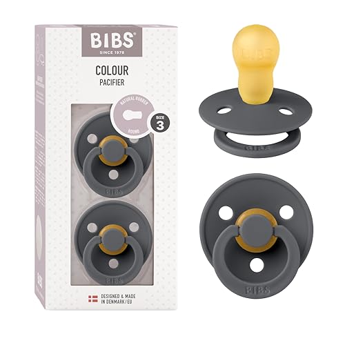 Image of BIBS Pacifiers Colour Collection | Natural Rubber Baby Pacifier | Set of 2 BPA-Free Soothers | Made in Denmark | 18+ Months (Pack of 2) | Iron