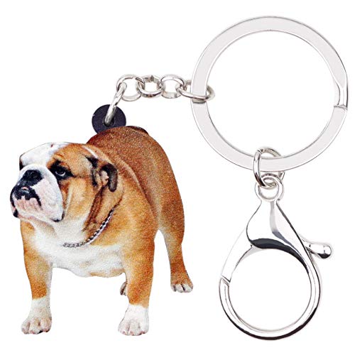 WEVENI Acrylic English Bulldog Keychain Pets Keyring Jewelry Charms For Women Girls Wallet Bag (Yellow2)