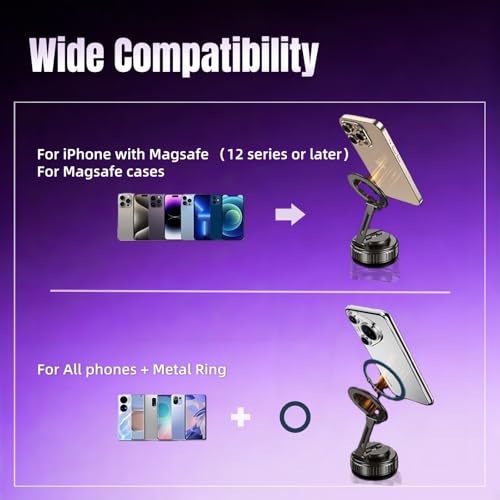 GEYUTHS Magnetic Vacuum Car Phone Holder with Strong Suction Cup 360 Adjustable Foldable - image 6