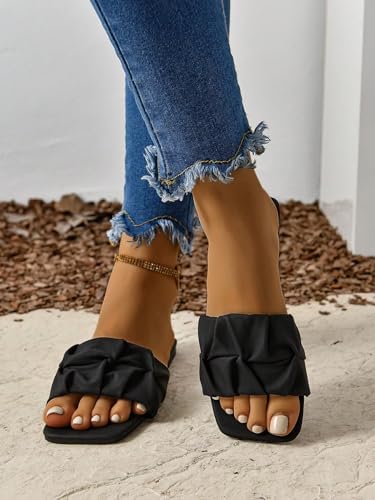 Image of GORGLITTER Women's Summer Cute Flat Sandals Dress Slide Sandals Square Toe Wedding Shoes Vacation Trendy Sandals 2026