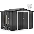 DWVO 8'x6' Large Metal Outdoor Storage Shed, Heavy Duty Tool Storage Sheds for Backyard Patio Lawn - Ideal for Bicycles, Garden Tools, and Lawn Equipment, Easy-to-Assemble, Dark Gray