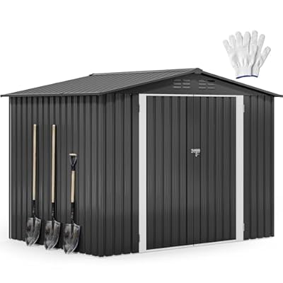 DWVO 8'x6' Large Metal Outdoor Storage Shed, Heavy Duty Tool Storage Sheds for Backyard Patio Lawn - Ideal for Bicycles, Garden Tools, and Lawn Equipment, Easy-to-Assemble, Dark Gray