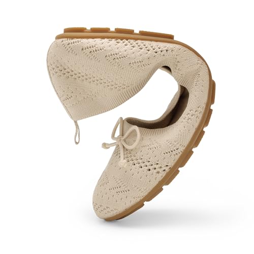 DREAM PAIRS Women's Round Toe Foldable Portable Knit Ballet Flats Comfortable Dressy Flats for Work Office Dress Shoes Business Casual3