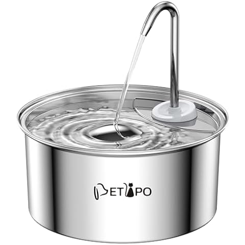 Petlipo Stainless Steel Cat Water Fountain, 3.2L/108oz Cat Fountain for Drinking, Pet Water Fountain for Cats Indoor, BPA-Free Cat Water Dispenser with 2 Flow Modes, kitty Spout Fountain for Cats Dogs Cover