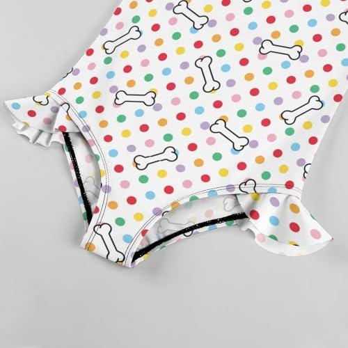 Image of Girls One Piece Swimsuit Polka Dots Ruffles Swimwear Bathing Suits 3-12 Years