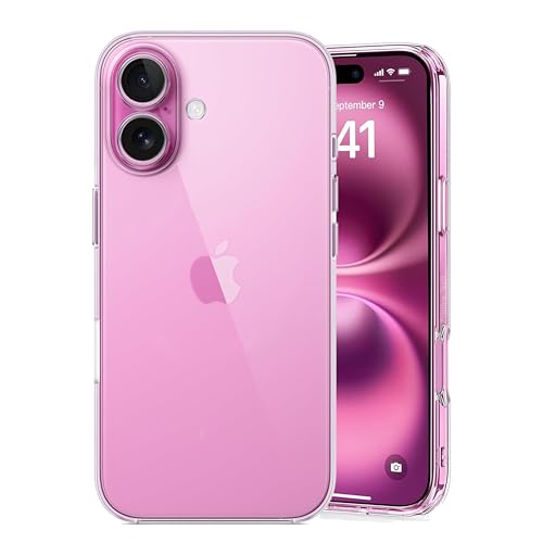 TECHTRENCH Ultra Clear for iPhone 16 Case [Anti-Yellow Tech] [Military Protection] Slim Thin Case for iPhone 16 Cover - Crystal Clear