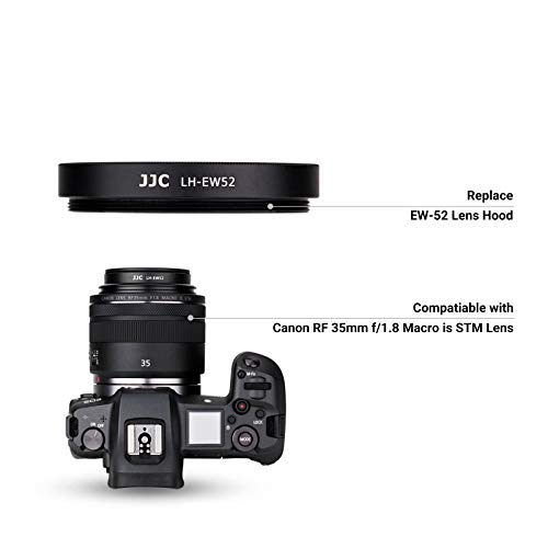 Image of JJC Metal Screw-in Lens Hood Shade, Compatible with Canon RF 35mm f1.8 Macro IS STM Lens, EW52 Replacement
