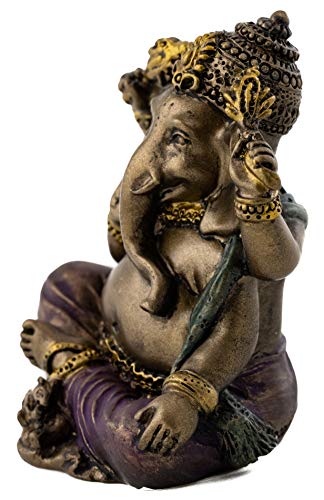 Mini Estatua de Ganesh en Bronce Frío 2 pulgadas miniatura 2