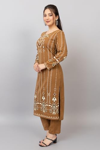 Image of HIFZAA Woollen Winter wear Kurti Palazo Set for Womens Warm Kurta Suit for Ladies Pure Wool M to 4XL
