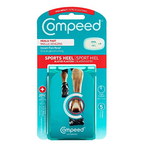 Compeed® - Pansements Ampoules Talon Sport - Extrême - 5 Pansements Hydrocolloïdes - Soin des Pieds - Pansements Cicatrisation Rapide - 20% dépaisseur en plus*, Dimensions : 6,8 x 4,2 centimètres