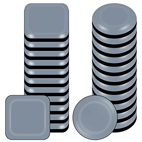 metagio Möbelgleiter, 24 Stück PTFE Teflon Quadrat Selbstklebende Möbelschieber, Teflongleiter Selbstklebend für Schwere Möbel(Quadrat Und Runde)