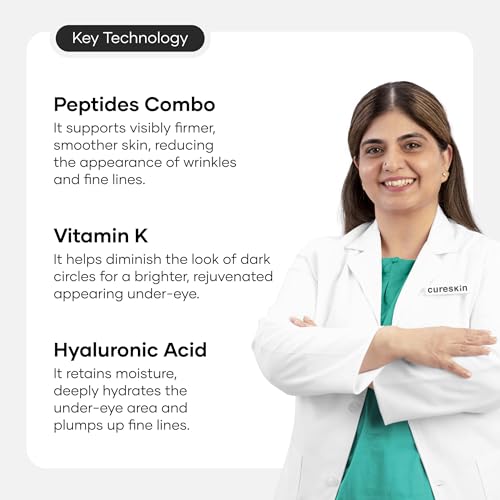 Cureskin Under Eye Gel for Dark Circles for Women and Men | Bio-Peptide Under Eye Gel to Reduce Dark Circles, Puffiness & Wrinkles - Image 4