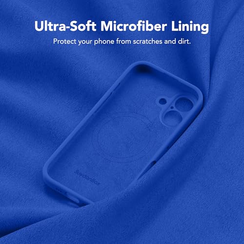 Image of Magnetic for iPhone 16 Case, Compatible with MagSafe, [Screen Protector + Full Camera Protection], Silicone Shockproof Anti-Scratch Protective Phone Case for iPhone 16 6.1 inch, Klein Blue