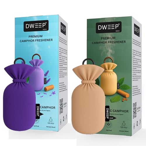 Image of Dweep Organic Camphor Air Freshener Pack of 2 | 100% Camphor Based | Long Lasting Freshener for Car, Wardrobe, Office Cabin, Travel Bag & Bathroom | Natural Odor Control (LAVENDER-SANDALWOOD)